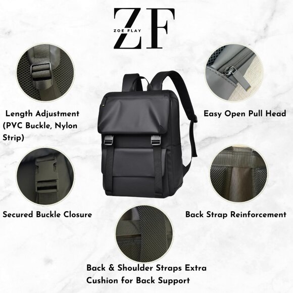 Laptop Business Backpack for Men For College & Travel Waterproof Anti Theft BLUE - Picture 5 of 13